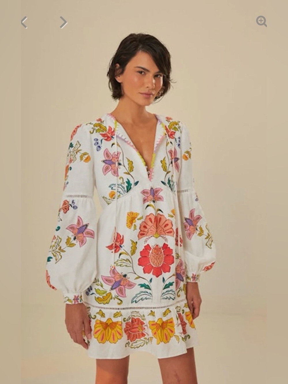 NWT Farm Rio Floral Insects Off White Mini Dress - Picture 2 of 13